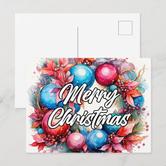 Vrolijk kerstkrans | Seizoenen Groeten Briefkaart (Voorkant / Achterkant)