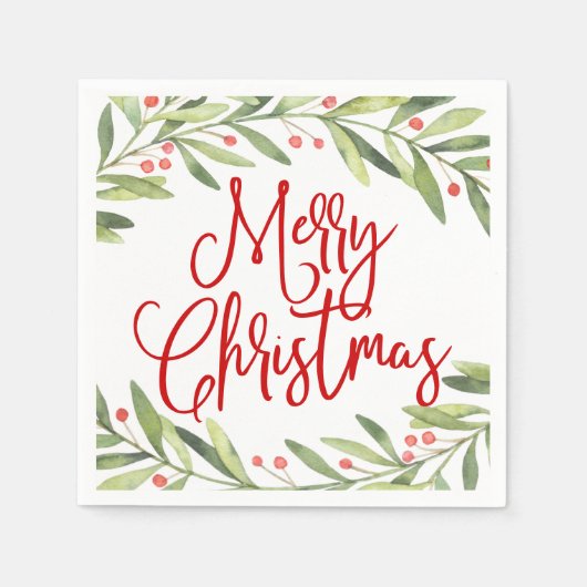 Vrolijk Kerstkrans Vakantie Cocktail Party Servet (Voorkant)