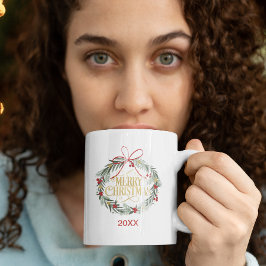 Vrolijk Kerstkrans Vakantie Koffie Mok