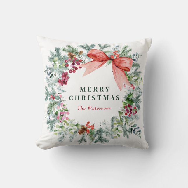 Vrolijk kerstkrans vakantie kussen (Voorkant)