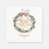 Vrolijk Kerstkrans Vakantie Party Servetten (Voorkant)