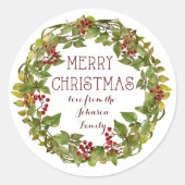 Vrolijk kerstkrans vakantie sticker labels (Voorkant)