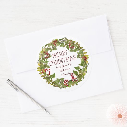 Vrolijk kerstkrans vakantie sticker labels (Envelop)