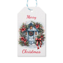 Vrolijk kerstkrans Vector Gift Label