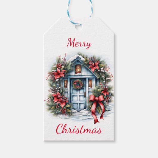 Vrolijk kerstkrans Vector Gift Label Cadeaulabel (Voorkant)