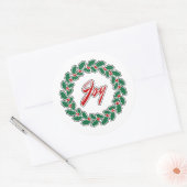 Vrolijk kerstkransontwerp: Vreugde Ronde Sticker (Envelop)