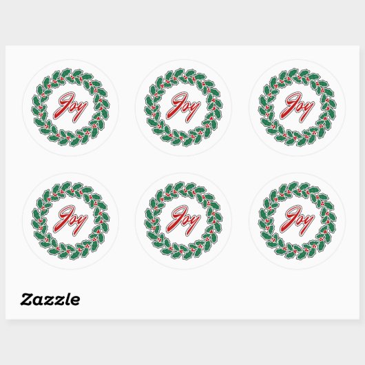Vrolijk kerstkransontwerp: Vreugde Ronde Sticker (Vel)