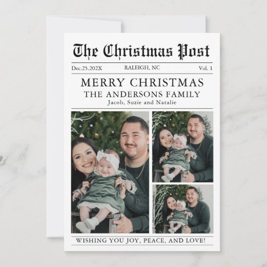 Vrolijk kerstkrantenjaar in de Review Foto Feestdagenkaart (Voorkant)