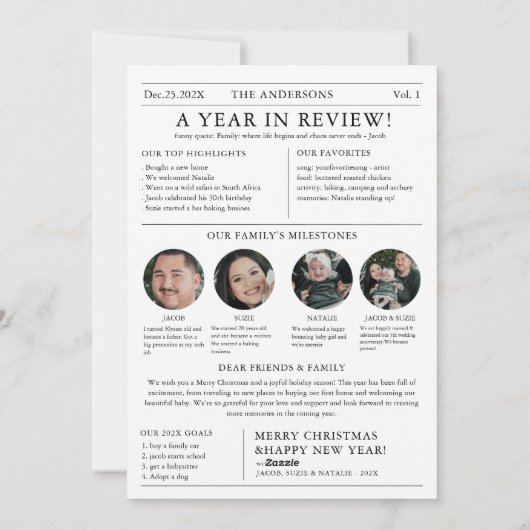 Vrolijk kerstkrantenjaar in de Review Foto Feestdagenkaart (Achterkant)