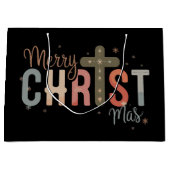 Vrolijk kerstkruis Christelijke familie Groot Cadeauzakje (Voorkant)