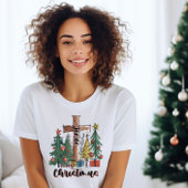 Vrolijk kerstkruis en bomen T-shirt