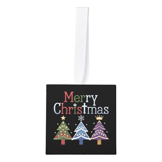 Vrolijk Kerstkruis Kerstboom Retro Decoratie (Voorkant)