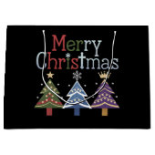 Vrolijk Kerstkruis Kerstboom Retro Groot Cadeauzakje (Voorkant)