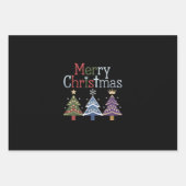 Vrolijk Kerstkruis Kerstboom Retro Inpakpapier Vel (Voorkant)