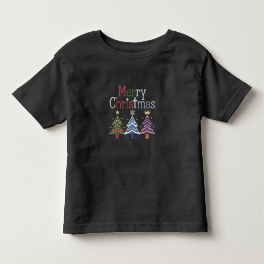 Vrolijk Kerstkruis Kerstboom Retro Kinder Shirts (Voorkant)