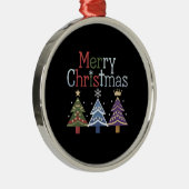 Vrolijk Kerstkruis Kerstboom Retro Metalen Ornament (Rechts)