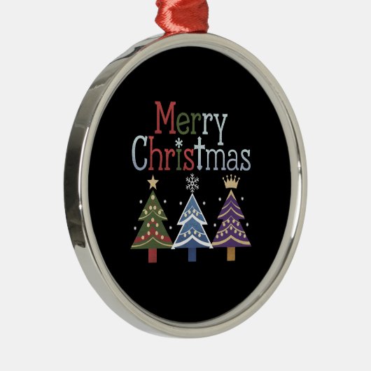 Vrolijk Kerstkruis Kerstboom Retro Metalen Ornament (Rechts)