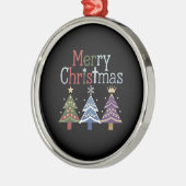 Vrolijk Kerstkruis Kerstboom Retro Metalen Ornament (Links)