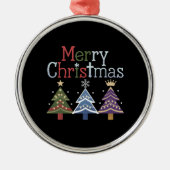 Vrolijk Kerstkruis Kerstboom Retro Metalen Ornament (Voorkant)