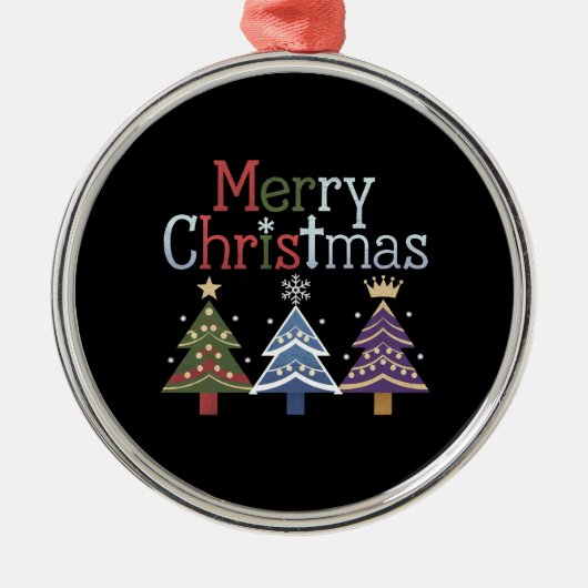 Vrolijk Kerstkruis Kerstboom Retro Metalen Ornament (Voorkant)