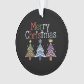 Vrolijk Kerstkruis Kerstboom Retro Ornament (voorkant)