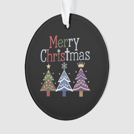 Vrolijk Kerstkruis Kerstboom Retro Ornament (voorkant)