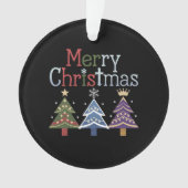 Vrolijk Kerstkruis Kerstboom Retro Ornament (voorkant)