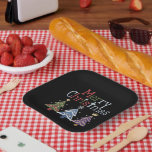 Vrolijk Kerstkruis Kerstboom Retro Papieren Bordje<br><div class="desc">Vrolijk Kerstkruis Kerstboom Retro</div>