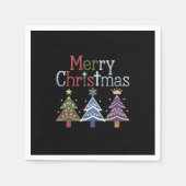 Vrolijk Kerstkruis Kerstboom Retro Servet (Voorkant)