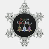 Vrolijk Kerstkruis Kerstboom Retro Tin Sneeuwvlok Ornament (Voorkant)