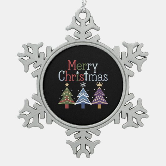 Vrolijk Kerstkruis Kerstboom Retro Tin Sneeuwvlok Ornament (Voorkant)