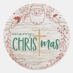 Vrolijk kerstkruis ronde Sticker