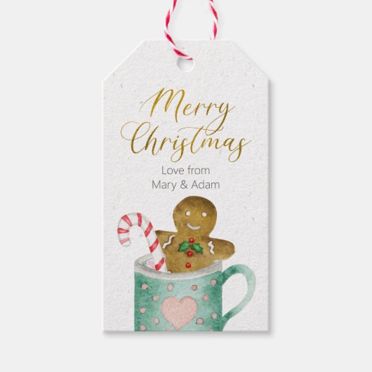 Vrolijk kerstlabel met koekjeskoekje cadeaulabel (Voorkant)