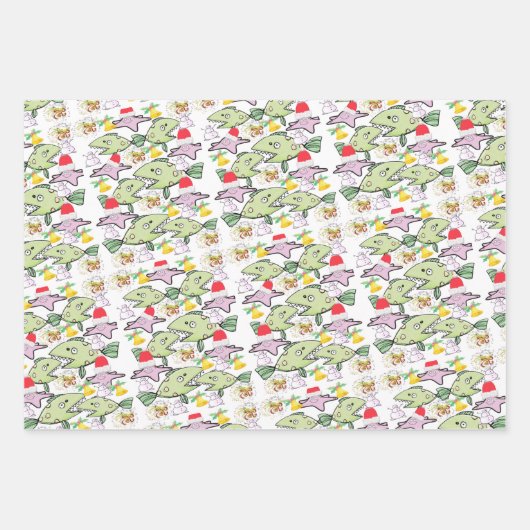 Vrolijk kerstlakens wikkelen papier haai inpakpapier vel (Voorkant 3)