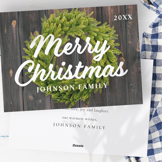 Vrolijk kerstland Rustic Pine Wreated Feestdagenkaart