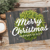 Vrolijk kerstland Rustic Pine Wreated Feestdagenkaart