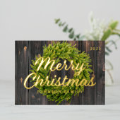 Vrolijk kerstland Rustic Pine Wreated Folie Feestdagenkaart (Staand Voorkant)