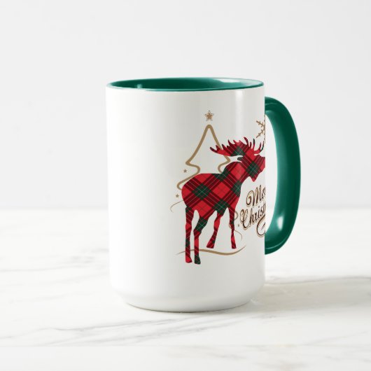 Vrolijk kerstland stijl Rood met Pset Moose Mok (Voorkant rechts)