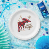 Vrolijk kerstland stijl Rood met Pset Moose Papieren Bordje (Feest)