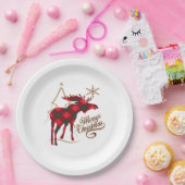 Vrolijk kerstland stijl Rood met Pset Moose Papieren Bordje (Feest)