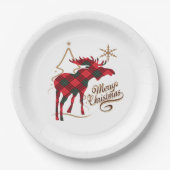 Vrolijk kerstland stijl Rood met Pset Moose Papieren Bordje (Voorkant)