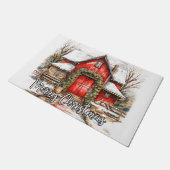 Vrolijk kerstlandhuis deurmat (Schuin)