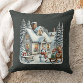 Vrolijk kerstlandhuis kussen (Deken)