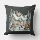Vrolijk kerstlandhuis kussen (Voorkant)
