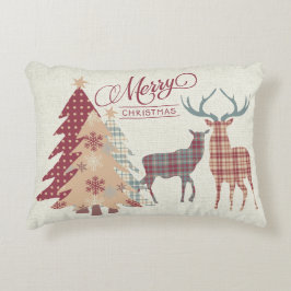 Vrolijk kerstlandschildpadden, Deer, Trees Pillow Accent Kussen