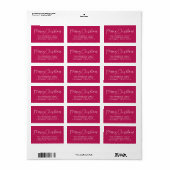 Vrolijk kerstleuk script roze retouradres etiket (Full Sheet)