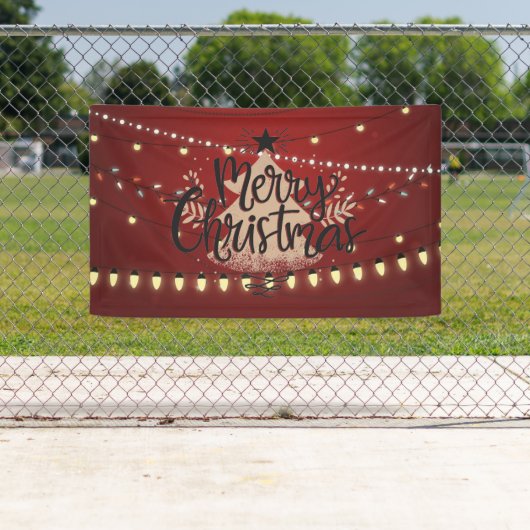 Vrolijk kerstlicht en -boom spandoek (Insitu)