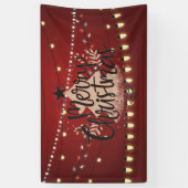 Vrolijk kerstlicht en -boom spandoek (Verticaal)