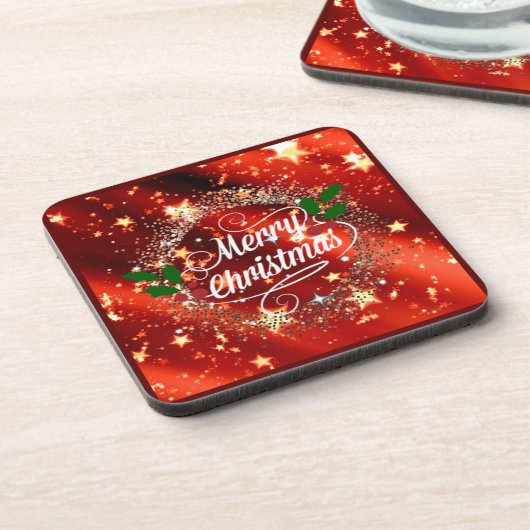 Vrolijk kerstlicht en glans bier onderzetter (Linkerzijde)
