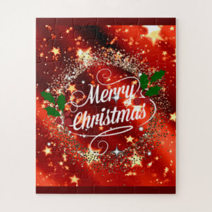 Vrolijk kerstlicht en glans legpuzzel